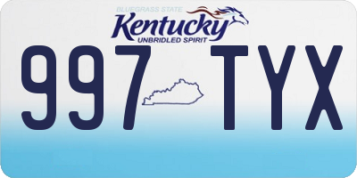 KY license plate 997TYX