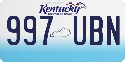KY license plate 997UBN