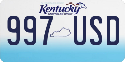 KY license plate 997USD