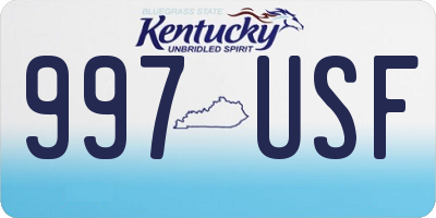 KY license plate 997USF