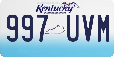 KY license plate 997UVM