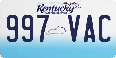 KY license plate 997VAC