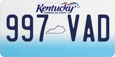 KY license plate 997VAD