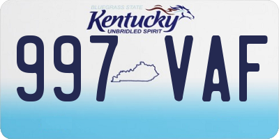 KY license plate 997VAF