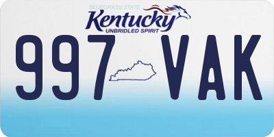 KY license plate 997VAK