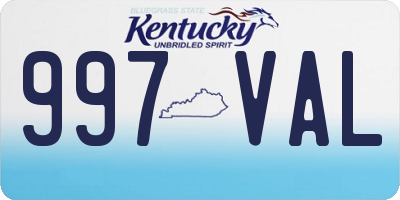 KY license plate 997VAL