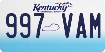 KY license plate 997VAM