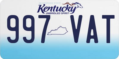 KY license plate 997VAT
