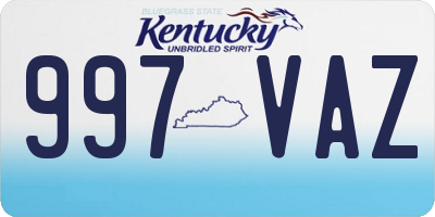KY license plate 997VAZ