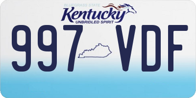 KY license plate 997VDF