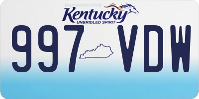 KY license plate 997VDW