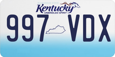 KY license plate 997VDX