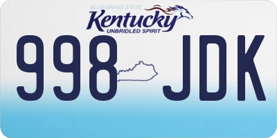 KY license plate 998JDK