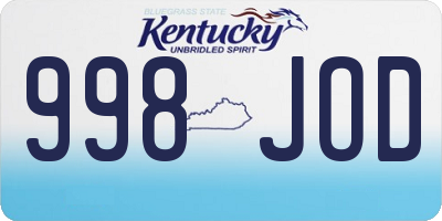 KY license plate 998JOD
