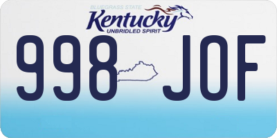 KY license plate 998JOF