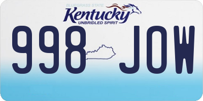 KY license plate 998JOW