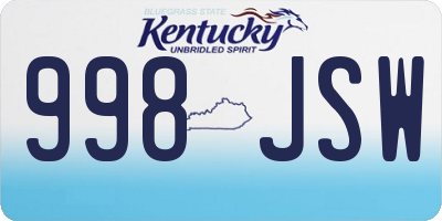 KY license plate 998JSW