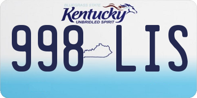KY license plate 998LIS