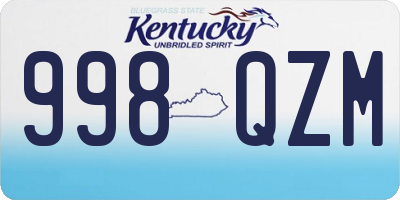 KY license plate 998QZM