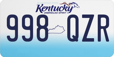 KY license plate 998QZR