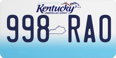 KY license plate 998RAO