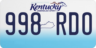 KY license plate 998RDO