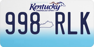 KY license plate 998RLK