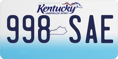 KY license plate 998SAE