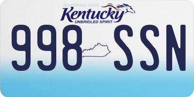 KY license plate 998SSN
