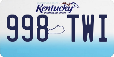 KY license plate 998TWI