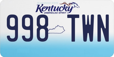 KY license plate 998TWN