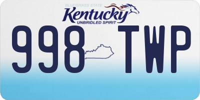 KY license plate 998TWP
