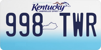 KY license plate 998TWR