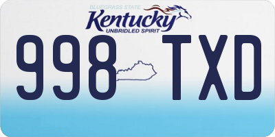 KY license plate 998TXD