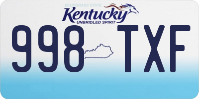 KY license plate 998TXF