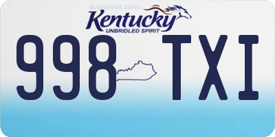 KY license plate 998TXI