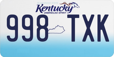 KY license plate 998TXK