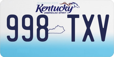 KY license plate 998TXV