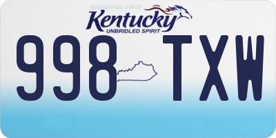KY license plate 998TXW