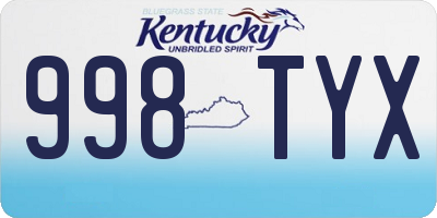 KY license plate 998TYX
