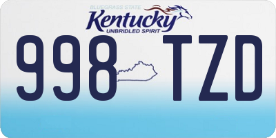 KY license plate 998TZD