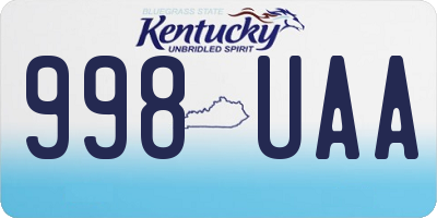 KY license plate 998UAA