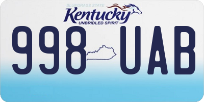 KY license plate 998UAB
