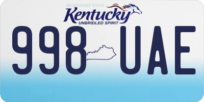 KY license plate 998UAE