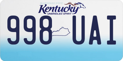 KY license plate 998UAI