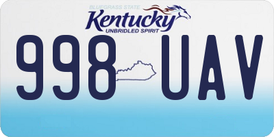 KY license plate 998UAV
