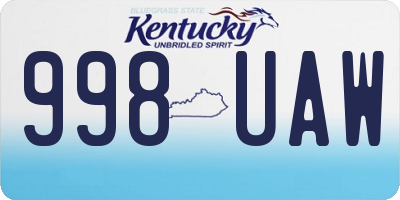 KY license plate 998UAW