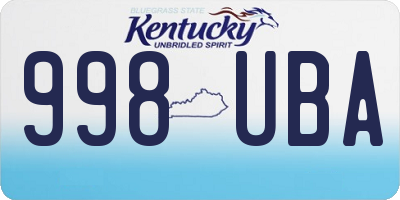 KY license plate 998UBA
