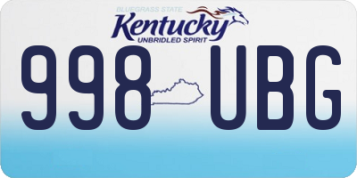 KY license plate 998UBG