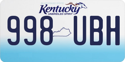 KY license plate 998UBH